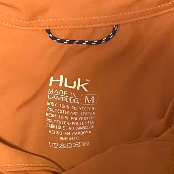 Huk Fishing Mens Tide Point Woven Solid Button Down Short Sleeve Shirt Size M - Picture 10 of 10